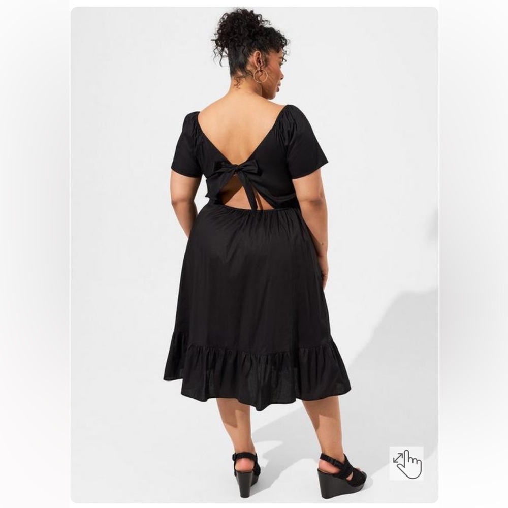 Torrid Midi Poplin Sheer Waist Dress Size 0X NWT